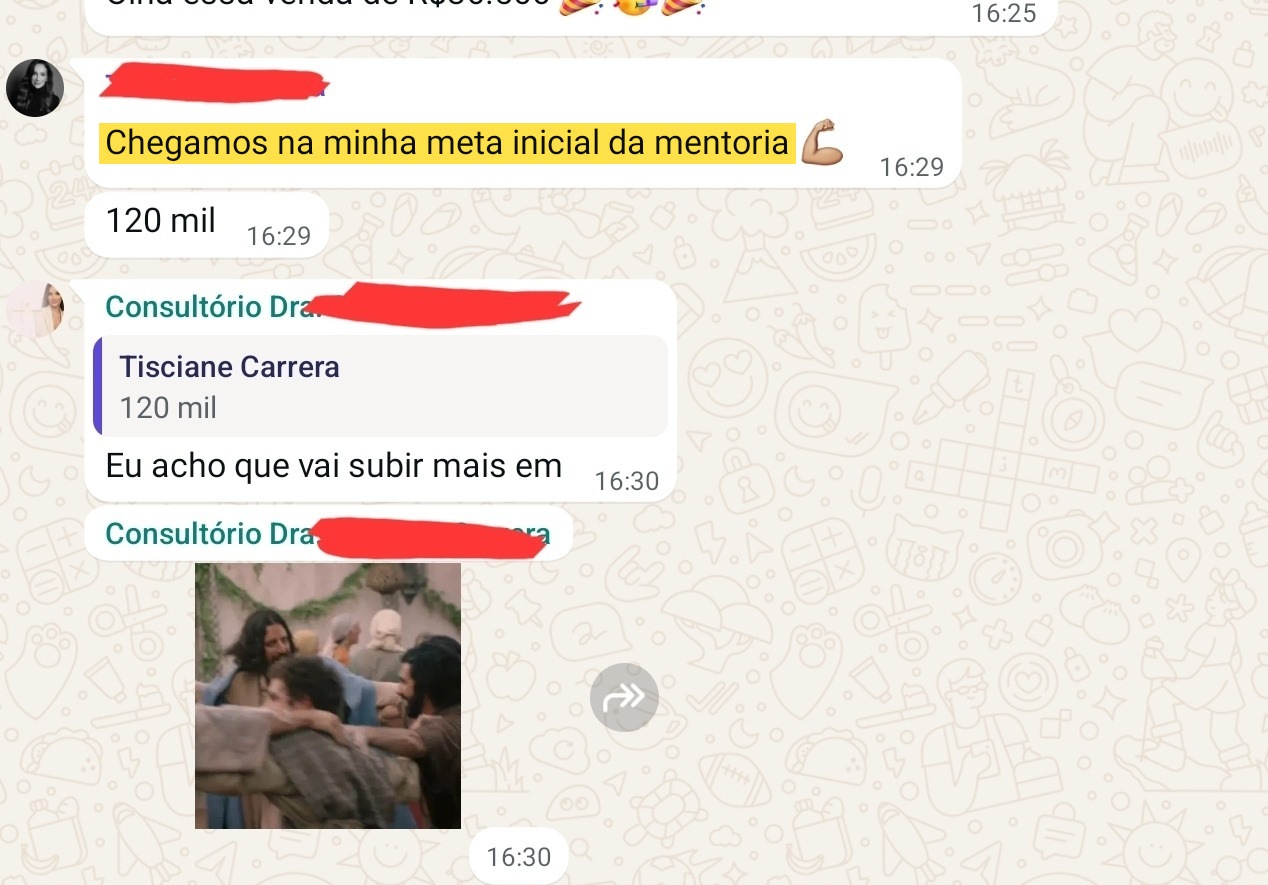 Print de mensagem de mentorada Reconecta
