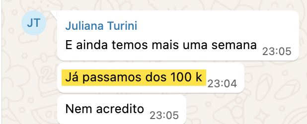 Print de mensagem de mentorada Reconecta